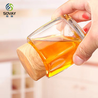 Pot à miel en verre carré de luxe de haute qualité 50 ml 100 ml 180 ml 280 ml 360 ml 750 ml, pots en verre alimentaire transparent, pot à confiture avec bouchon à vis