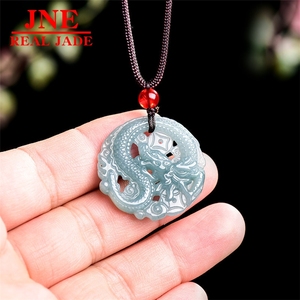 Jade Natural Tipo A Azul Agua, Negocios en Auge y Riqueza, Colgante de Dragón del Zodiaco Marca Dragón, Piedra de Jade Helada para Hombres y Mujeres - Product Image 3