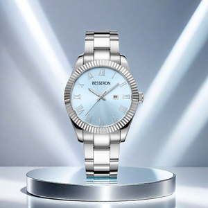 Montre pour femme en acier inoxydable minimaliste de luxe, avec fenêtre de date, cadran romain, mouvement à quartz, bracelet en métal, directement de l'usine - Product Image 3
