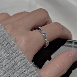 Anillo de Plata de Ley S925 con Circonita, Diseño de Nicho, Simple y Moderno, Vintage, con Esmalte Negro, Anillo Abierto, Chapado en Oro Rosa - Product Image 2