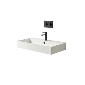 Lavabo Rettangolare 36 X 18 Bianco Opaco da Parete con Foro per Rubinetto per Bagno - Product Image 1