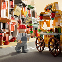 Chariot de châtaignes à l'ancienne mignon Street View Grill Shop Ice Cream Shop exquis Mini blocs de construction jouets éducatifs