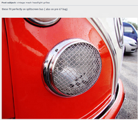 Grilles de phare en acier inoxydable/Stoneguard compatibles avec VW Type 1 Beetle Type 2 Bus