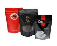 Sinoy LOW MOQ Sacs d'emballage pour grains de café en feuille d'aluminium noir mat, refermables avec valve, recyclables, formats 12Oz 16Oz 5Lb 250G 500G 1Kg