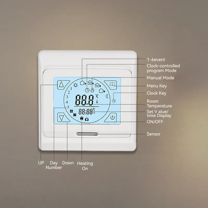 E91 Touchscreen Programmeerbare Kamertemperatuurregelaar Thermostaat Voor Vloerverwarming