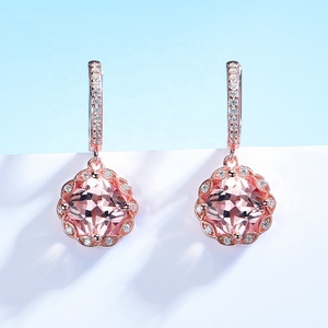 Chapado en oro rosa joyería de plata 925 puro de forma de flor inglés cerradura <span class=keywords><strong>pendientes</strong></span> - Product Image 5