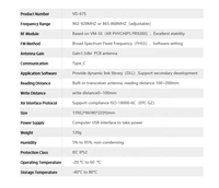 Lecteur RFID Vanch VD-67S UHF Passif pour Contrôle d'Accès USB, Lecteur-Graveur RFID UHF VD-67S