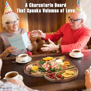 Ensemble de planche à fromage en bois d'acacia écologique en forme de cœur extra large magnétique, cadeau exquis pour un anniversaire ou un mariage - Product Image 5