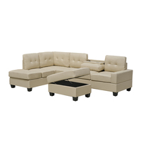 Canapé modulaire rembourré en cuir PU, élégant et luxueux, avec ottoman, pour salon, hôtel et villa