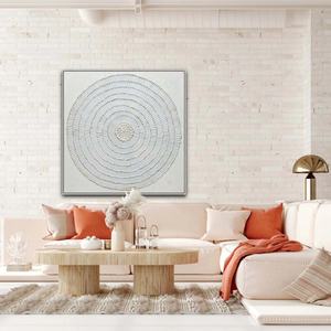 Peinture artisanale Décoration murale Art mural sur toile grande taille Décoration intérieure Art mural de luxe Fleur blanche en plâtre - Product Image 2