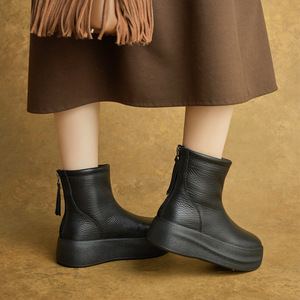 Nouvelles chaussures Chelsea en cuir à lacets pour l'hiver, plateforme confortable pour bottines Chukka, cuir véritable pour femmes, livraison express gratuite - Product Image 4