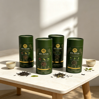 Emballage personnalisé écologique en tube de carton cylindrique imprimé or pour thé en vrac – Boîte de thé premium