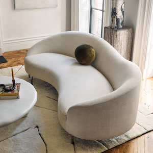 Canapé de luxe en velours texturé blanc, structure en <span class=keywords><strong>bois</strong></span> durable, forme nuage, pour hall d'hôtel - Product Image 1