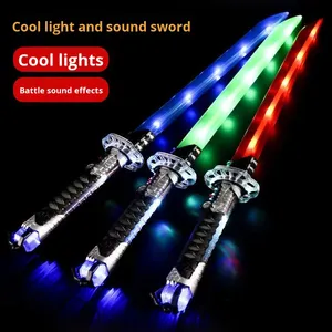 Nouvelle épée de samouraï lumineuse en plastique de 75 cm, jouet pour enfants, clignotant, musical, coloré, pour marché nocturne, vente en gros - Product Image 2