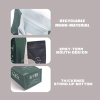 Sac à café refermable de qualité alimentaire personnalisé de 500 g 1 kg, pochette à fermeture éclair MONO PE avec valve d'air, haute barrière, recyclable, fond plat
