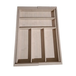 Organisateur de <span class=keywords><strong>tiroir</strong></span> extensible à 7 compartiments pour cuisine et salon, en bambou/bois, pour couverts et outils, finition blanchie à la chaux - Product Image 6