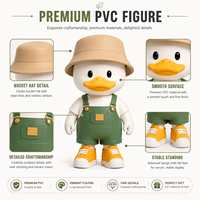 Figurine Mascotte Personnalisée en PVC Imprimée Directement de l'Usine, Figurine d'Animal Mignonne en Salopette Verte, Fournisseur de Jouets Décoratifs