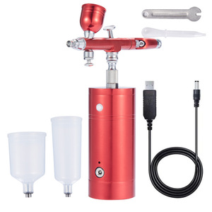 Kit d'aérographe électrique alimenté par USB, alimentation par gravité, double action, vitesse réglable, pistolet de pulvérisation portable pour peinture artistique avec accessoires - Product Image 4