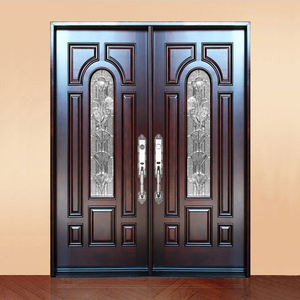 Puertas de Entrada de <span class=keywords><strong>Madera</strong></span> de <span class=keywords><strong>Dos</strong></span> <span class=keywords><strong>Hojas</strong></span> de Diseño Contemporáneo, Puertas Dobles de <span class=keywords><strong>Madera</strong></span> Maciza Personalizadas en Venta - Product Image 5