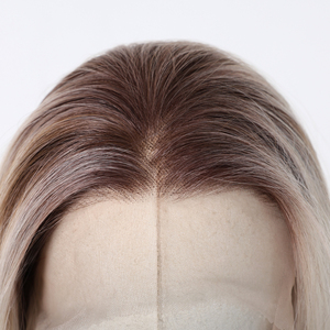 Future Fiber 13x6 Lace Bob peluca <span class=keywords><strong>gris</strong></span> <span class=keywords><strong>plata</strong></span> Ombre fibra suave de alta calidad Bob Cabeza corta <span class=keywords><strong>pelo</strong></span> liso suave y transpirable - Product Image 2