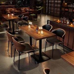 Mesas <span class=keywords><strong>y</strong></span> Sillas de Madera Estilo Medieval Americano para Taberna, Juego de Mesa <span class=keywords><strong>y</strong></span> Sillas para <span class=keywords><strong>Restaurante</strong></span> Comercial, Bar, Cafetería, Tienda, con Tapicería Suave - Product Image 4
