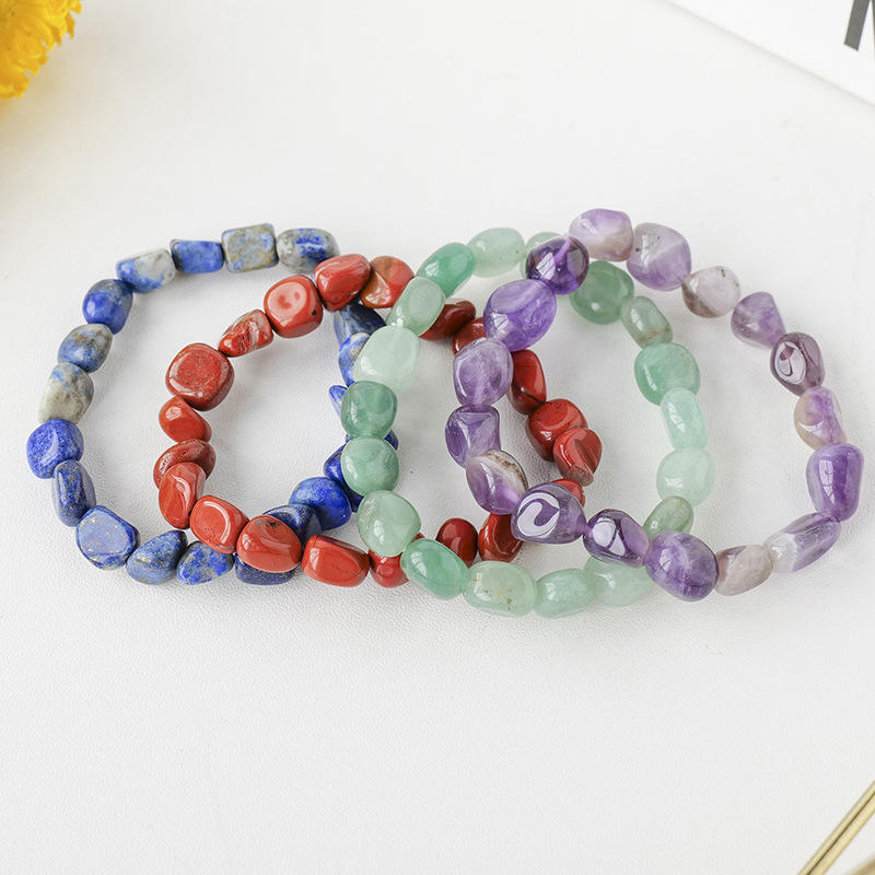 Fashion Rolling Stone Bracelet Amethyst clear Quartz Powder Natural Crystal  Irregular Rock Stone Bead Bracelet Girl Jewelry Gift