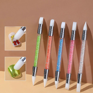 5pcs Double Head Nail Art Tool Pens Acrylic Handle Soft Silicone Crystal Manicure Brush - Product Image 4