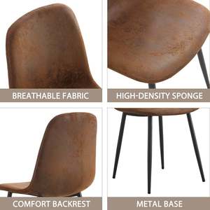 Modern <b>Brown</b> Faux Leather Upholstered <b>Dining</b> <b>Chair</b> with Metal Legs for Restaurant Coffee Shop Home <b>Dining</b> Rooms - Product Image 6