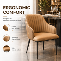 Chaise de salle à manger ergonomique moderne de style seau, siège en cuir rembourré avec pieds en métal stables pour restaurant, café, hôtel