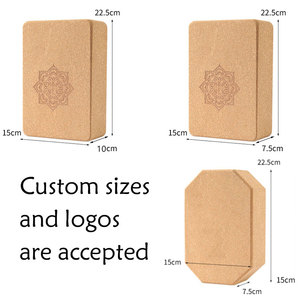 Logotipo personalizado reciclado respetuoso con el medio ambiente 100% madera Natural Yoga ladrillo Premium espuma de corcho orgánico Yoga bloque conjunto para ejercicio físico - Product Image 2