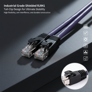 Câble Ethernet industriel blindé avec clip en queue de pie, connecteur RJ45, Cat5e/Cat6/Cat6A, cordon de raccordement réseau FTP haute flexibilité - Product Image 1