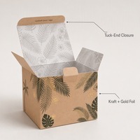 Boîte cadeau rigide en carton kraft naturel avec dorure à chaud, impression personnalisée pour bougies et diffuseurs d'ambiance, emballage de luxe haut de gamme pliable