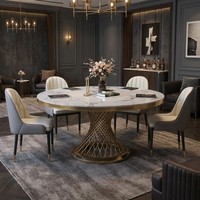 Luxuriöser Marmor-Esstisch Hotel-Bankett-Event-Hochzeitstisch Runder Drehtisch Esszimmer-Set