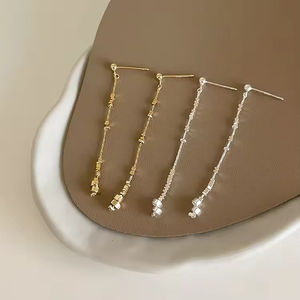 Pendientes Largos de Plata de Alta Gama con Borlas, Regalo para Mujer, Accesorios de Oreja para Boda, Fiesta, Pendientes de Aro de Moda - Product Image 1