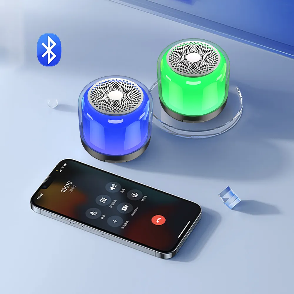 Último diseño RGB Color LED Mini inalámbrico portátil bajo móvil música impermeable Caixa De Som Bluetooth altavoz con logotipo personalizado