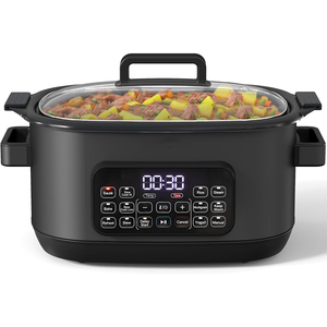 Casserole multifonction programmable 6,5 QT 1250W avec couvercle en verre trempé pour cuisson sous vide, rôtissage, cuisson au four, sauté, yaourt et maintien au chaud - Product Image 2