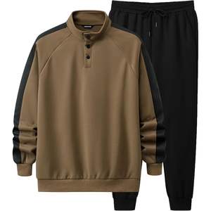 Conjunto de 2 piezas informal personalizado para hombre, Sudadera ligera con botones cuartos y conjunto de chándal para correr, sudadera con botones cuartos - Product Image 1