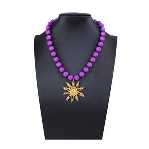 Collar con colgante de girasol de aleación informal de moda collar de mujer con cuentas - Product Image 6