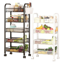 Rak Penyimpanan Rumah Tangga dari Logam - Troli Lantai Multi-Layer yang Dapat Dipindahkan untuk Dapur, Ruang Tamu, Kamar Mandi, Minimalis Modern, Buah dan Sayuran
