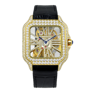 Reloj de Pulsera Cuadrado de Lujo con Esfera de Moissanita VVS, Movimiento Ronda 1042, Reloj Esqueleto Resistente al Agua con Cristal de Zafiro - Product Image 4