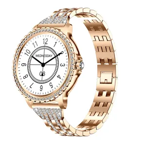 2024 Venta caliente con diamantes mujeres reloj inteligente BT llamada 1,32 pulgadas pantalla redonda monitoreo de la salud vida impermeable señora reloj i58