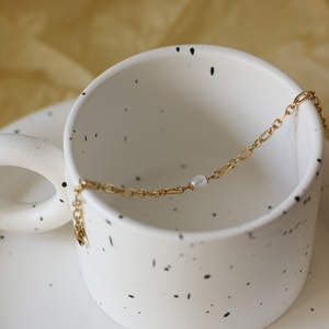 Elegant Natural <b>Shell</b> Gold Plated Paperclip Chain Fresh Water Pearl Stainless Steel Chain <b>Bracelet</b> - Product Image 5