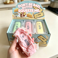 2026 Super Wet Soft Butter Stick Squishy Toy, Jouet anti-stress réaliste en pâte à modeler, adhésif pour les doigts, en forme d'aliment, pour la décompression