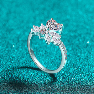 Anillo de moissanita personalizado VVS1 con corte de corazón 1ct, anillo de <span class=keywords><strong>compromiso</strong></span> chapado en rodio de Plata de Ley 925 para mujer - Product Image 4