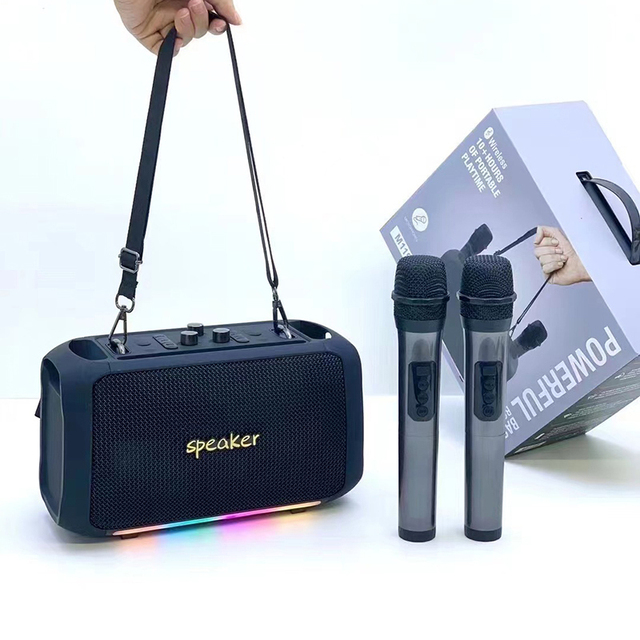 M119 Bluetooth Speaker With Wireless Microphone Home Karaoke Speaker Portable Karaoke Speaker With 2 Wireless Mic