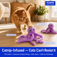 Mainan Kucing Gurita Bulu Panjang Lembut Isi Catnip, Desain Kartun Kreatif untuk Anak Kucing, Mengurangi Kebosanan, 3 Desain, 11g
