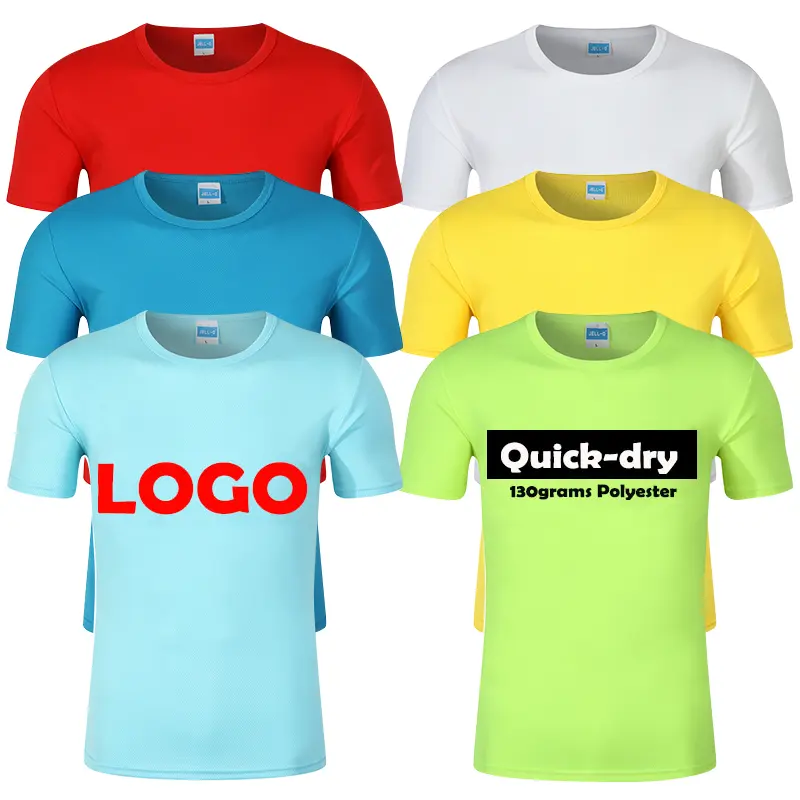 CT0003 sıcak satış kişiselleştirilmiş Blain yuvarlak boyun t-shirt kurutma Fit Polyester T baskılı tişört gömlek ile logo özelleştirmek