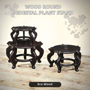 Présentoirs en bois écologiques ronds pour plantes, support de bassin en bois chinois brun foncé - Product Image 2