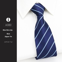 Herren 8CM Wide Lazy Pull Hochzeit Bräutigam Seiden krawatte Business Formale gestreifte Weste mit Reiß verschluss Casual Style Keine Notwendigkeit zu binden
