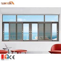 Fenêtre coulissante horizontale à double vitrage avec cadre en alliage d'aluminium personnalisé, résistante aux ouragans, fenêtres virtuelles en aluminium